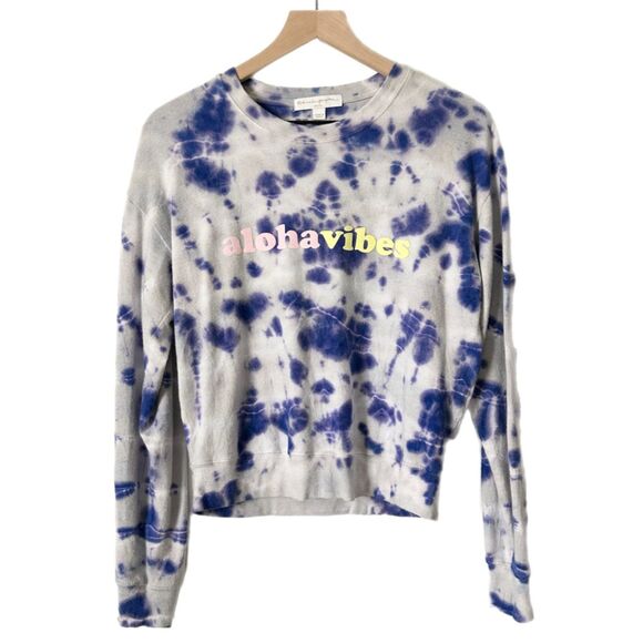 Spiritual Gangster Aloha Vibes Blue Tie Dye Long Sleeve Top Size Medium - Picture 1 of 5